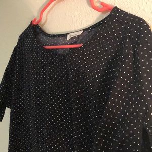 Black and white polka dot blouse bow sleeves